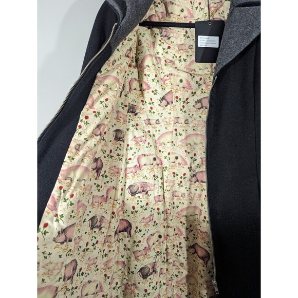 Nicola Quilter Eyespy Colors Black Wool Blend Coat Women Size 4-6 Wearable Art - Picture 4 of 9